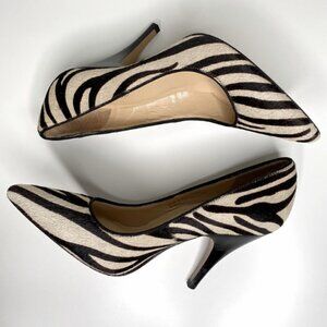 Talbots SZ 7  Naomi calf hair leather zebra print stiletto heels artsy formal